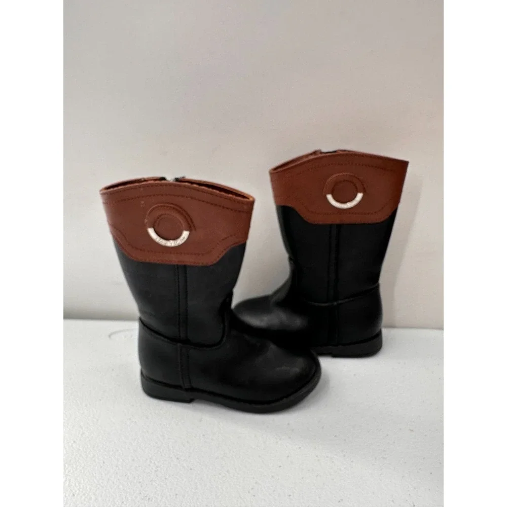 Nautica Kids Size 6 Black Brown Riding‎ Boots Decorative Metallic Ring Western